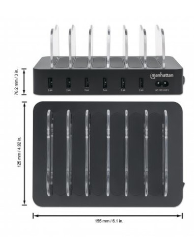 Manhattan 6-Portowa Stacja Zasilająca 6X Usb-A 5V