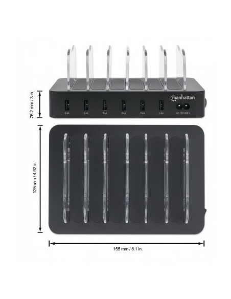 Manhattan 6-Portowa Stacja Zasilająca 6X Usb-A 5V