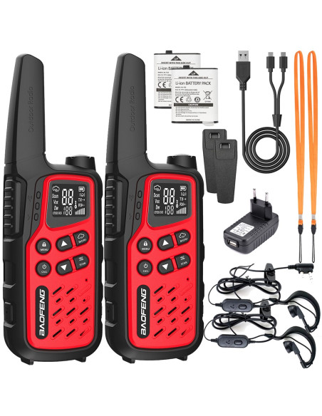 Krótkofalówka Baofeng Bf-T25E Czerwona, 2 Sztuki