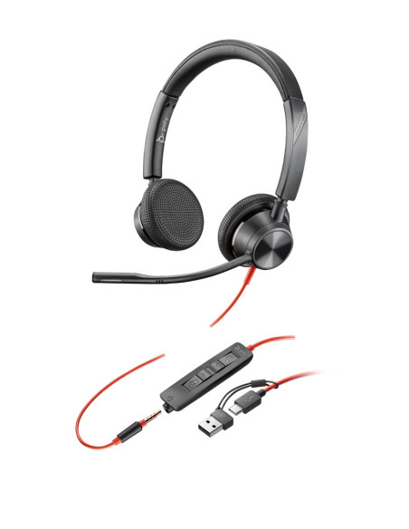 Poly Blackwire 3325 Stereo Usb-C Headset +3.5Mm Plug +Usb-C/A Adapter 8X221Aa