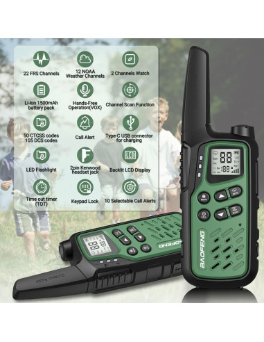 Krótkofalówka Baofeng Bf-T25E Zielona, 2 Sztuki