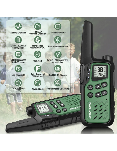 Krótkofalówka Baofeng Bf-T25E Zielona, 2 Sztuki