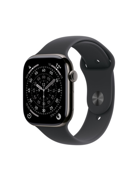Apple Watch Series 11 Cellular 46Mm Łupkowa Koperta Tytanowa Z Czarnym Paskiem Sportowym - M/L