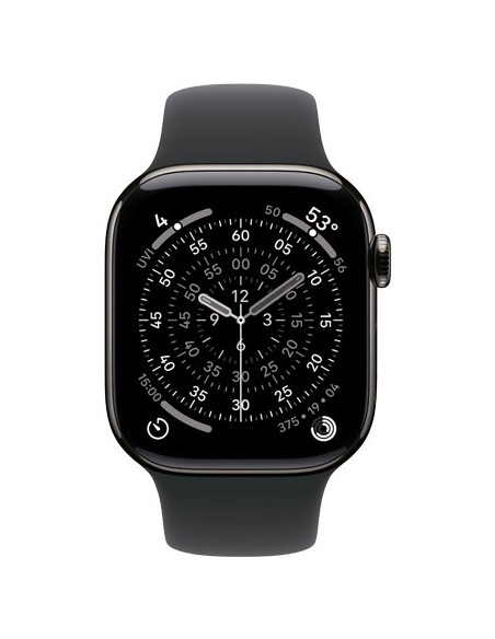 Apple Watch Series 11 Cellular 46Mm Łupkowa Koperta Tytanowa Z Czarnym Paskiem Sportowym - M/L