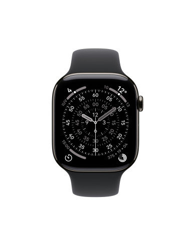Apple Watch Series 11 Cellular 46Mm Łupkowa Koperta Tytanowa Z Czarnym Paskiem Sportowym - M/L