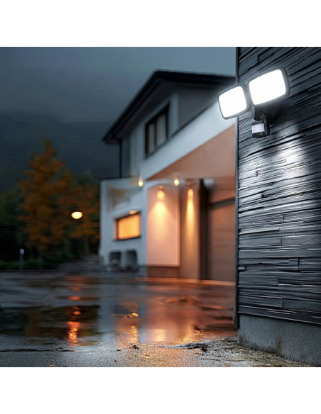 Maclean Ścienna Lampa Led, Z Czujnikiem Pir, 20W, 1500Lm, Ip65, Neutral White 4000K, Czarna Mce524 B