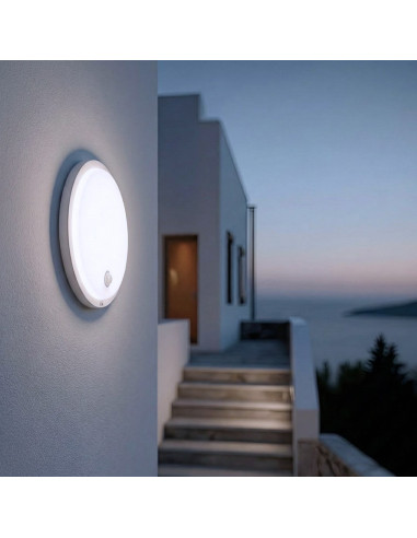 Maclean Lampa Led Z Czujnikiem Ruchu, Czujnik Pir, Kolor Biały, 10W, Ip65, 1000Lm, Barwa Neutralna Mce525 W