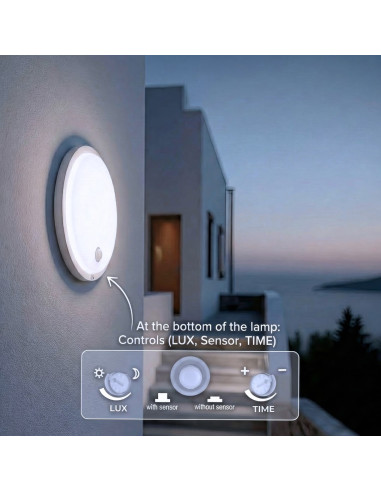 Maclean Lampa Led Z Czujnikiem Ruchu, Czujnik Pir, Kolor Biały, 10W, Ip65, 1000Lm, Barwa Neutralna Mce525 W