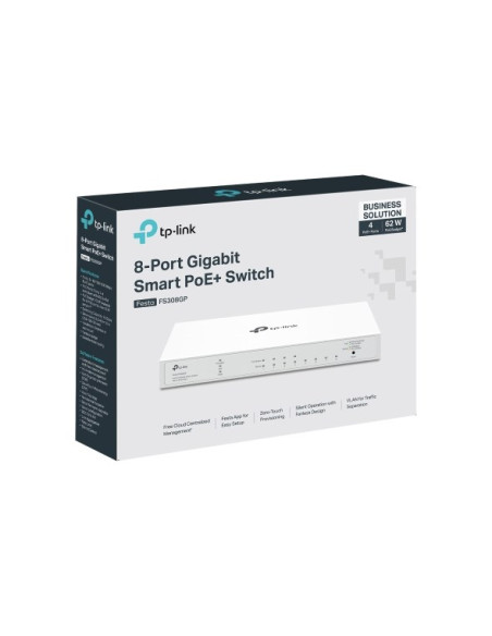 Tp-Link Festa Fs308Gp Przełącznik Sieciowy Zarządzany Gigabit Ethernet (10/100/1000) Obsługa Poe Biały