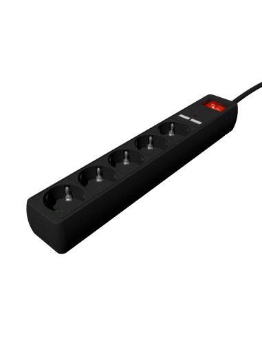 Gembird Listwa Zasilająca, Przeciwprzepięciowa 5Xschuko + 2X Usb, 1,5M, Kolor Czarny