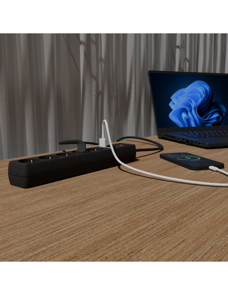 Gembird Listwa Zasilająca, Przeciwprzepięciowa 5Xschuko + 2X Usb, 1,5M, Kolor Czarny