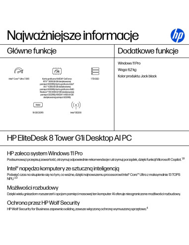 Hp Elitedesk 8 Tower G1I Ultra 7 265 16Gb Ddr5 56000 Ssd1Tb Arc W11Pro 3Y Onsite