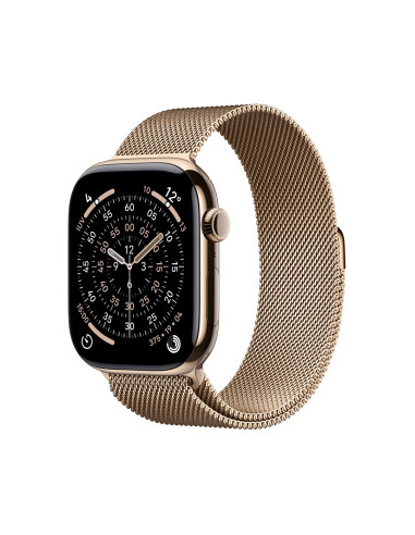 Zegarek Apple Watch Seria 11 Gps + Cellular 46Mm Złota Tytanowa Koperta Ze Złotą Pętelką Milanese - M/L (Mfd84Zr/A)