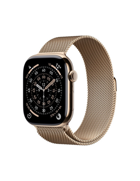 Zegarek Apple Watch Seria 11 Gps + Cellular 46Mm Złota Tytanowa Koperta Ze Złotą Pętelką Milanese - M/L (Mfd84Zr/A)