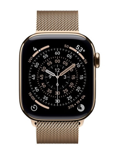 Zegarek Apple Watch Seria 11 Gps + Cellular 46Mm Złota Tytanowa Koperta Ze Złotą Pętelką Milanese - M/L (Mfd84Zr/A)