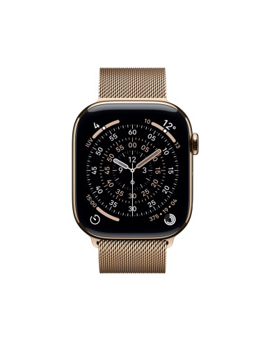 Zegarek Apple Watch Seria 11 Gps + Cellular 46Mm Złota Tytanowa Koperta Ze Złotą Pętelką Milanese - M/L (Mfd84Zr/A)