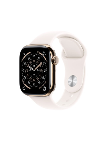 Apple Watch Series 11 Gps + Cellular 46 Mm, Złota Tytanowa Koperta Z Paskiem Sportowym W Kolorze Jasnego Rumieńca - M/L (Mfd64Zr
