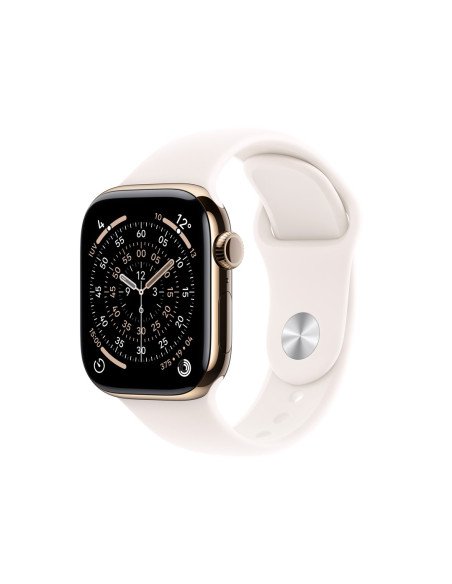 Apple Watch Series 11 Gps + Cellular 46 Mm, Złota Tytanowa Koperta Z Paskiem Sportowym W Kolorze Jasnego Rumieńca - M/L (Mfd64Zr