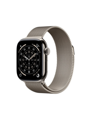 Apple Watch Series 11 (2025) Cell 42Mm Tytanowa Naturalna Koperta Z Paskiem Milanese Natural