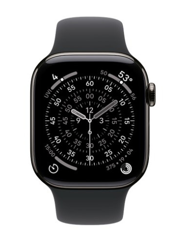 Apple Watch Series 11 Cellular 42Mm Łupkowa Koperta Tytanowa Z Czarnym Paskiem Sportowym - M/L