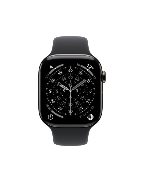 Apple Watch Series 11 Cellular 42Mm Łupkowa Koperta Tytanowa Z Czarnym Paskiem Sportowym - M/L