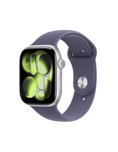 Zegarek Apple Watch Series 11 Gps 46Mm Srebrna Aluminiowa Koperta Z Fioletowym Paskiem Sportowym Fog - S/M
