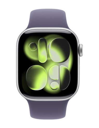Zegarek Apple Watch Series 11 Gps 46Mm Srebrna Aluminiowa Koperta Z Fioletowym Paskiem Sportowym Fog - S/M
