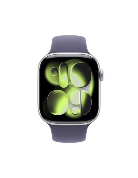 Zegarek Apple Watch Series 11 Gps 46Mm Srebrna Aluminiowa Koperta Z Fioletowym Paskiem Sportowym Fog - S/M