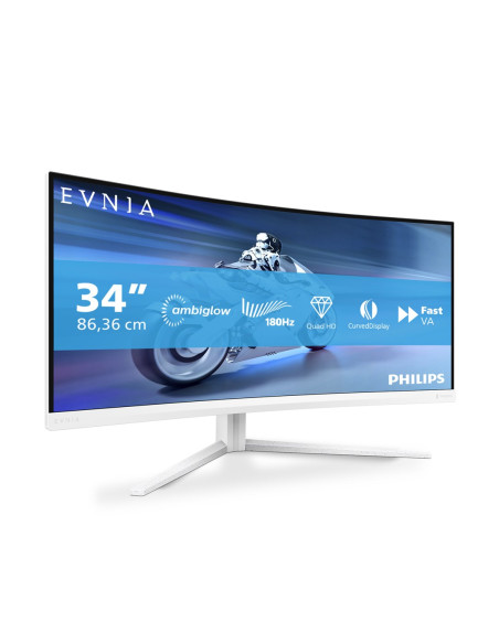 Philips 34M2C5501A/00 Monitor Komputerowy 86,4 Cm (34") 3440 X 1440 Px Wide Quad Hd Lcd Biały