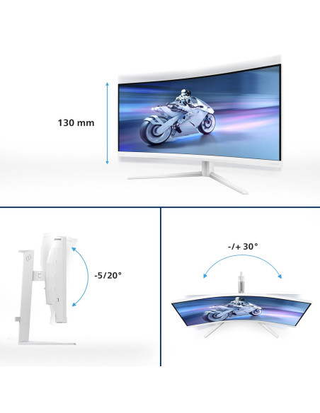 Philips 34M2C5501A/00 Monitor Komputerowy 86,4 Cm (34") 3440 X 1440 Px Wide Quad Hd Lcd Biały