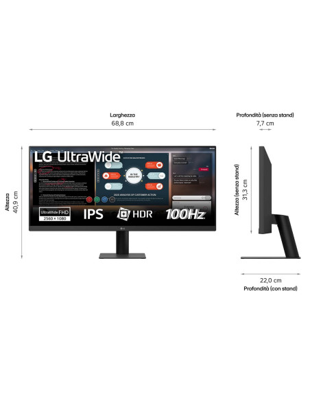 Lg 29U511A-B Monitor Komputerowy 73,7 Cm (29") 2560 X 1080 Px Wfhd Lcd Czarny