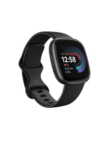Smart Watch Fitbit Versa 4, Graphite Body With Black Silicone Strap