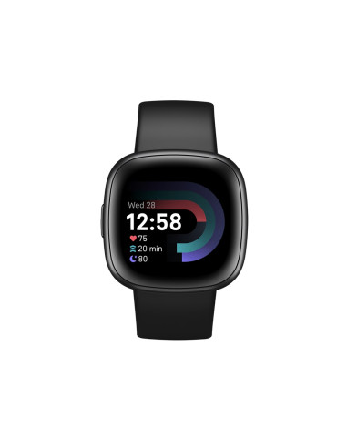 Smart Watch Fitbit Versa 4, Graphite Body With Black Silicone Strap