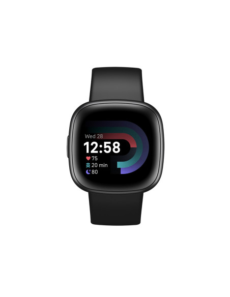 Smart Watch Fitbit Versa 4, Graphite Body With Black Silicone Strap
