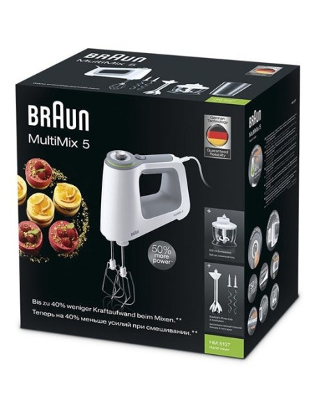 Mikser Ręczny Braun Multimix 5 Hm5137Wh 750W Szaro-Biały