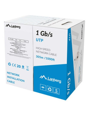 Lanberg Kabel Lan Utp 1Gb/S 305M Drut Cca Szary