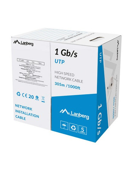 Lanberg Kabel Lan Utp 1Gb/S 305M Drut Cca Szary