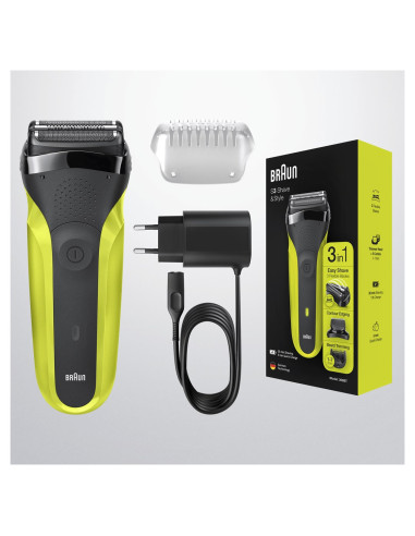 Golarka Elektryczna Braun Series 3 Shave&Style 300Bt, Maszynka Do Golenia Dla Mężczyzn, Volt Zielony, Golarka Foliowa, Zielony, 