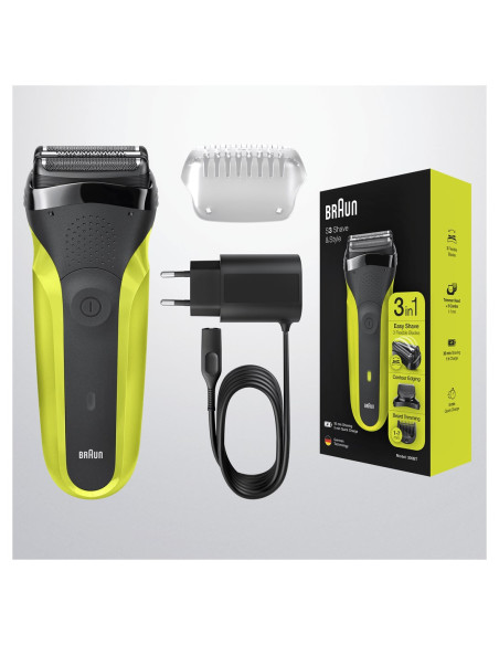 Golarka Elektryczna Braun Series 3 Shave&Style 300Bt, Maszynka Do Golenia Dla Mężczyzn, Volt Zielony, Golarka Foliowa, Zielony, 