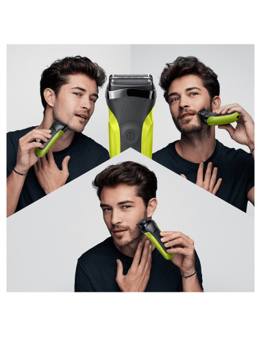 Golarka Elektryczna Braun Series 3 Shave&Style 300Bt, Maszynka Do Golenia Dla Mężczyzn, Volt Zielony, Golarka Foliowa, Zielony, 