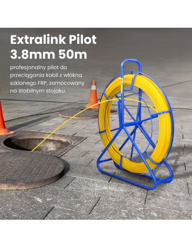 Extralink Pilot Do Przeciągania Kabli Pilot 3.8Mm 50M Włókno Szklane Frp, Śr. 3,8Mm, Dł. 50M, Żółty