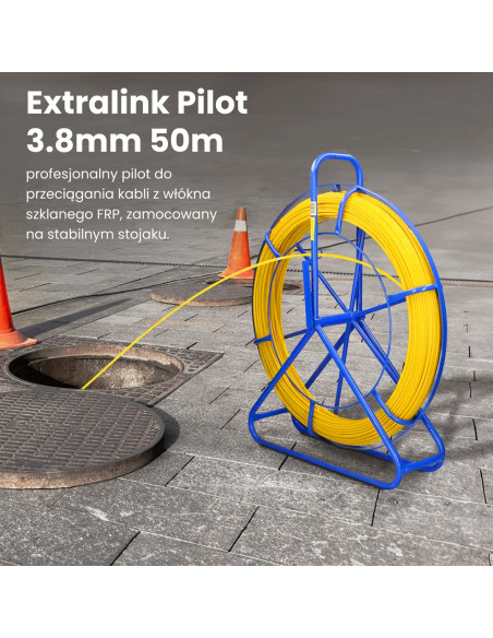 Extralink Pilot Do Przeciągania Kabli Pilot 3.8Mm 50M Włókno Szklane Frp, Śr. 3,8Mm, Dł. 50M, Żółty