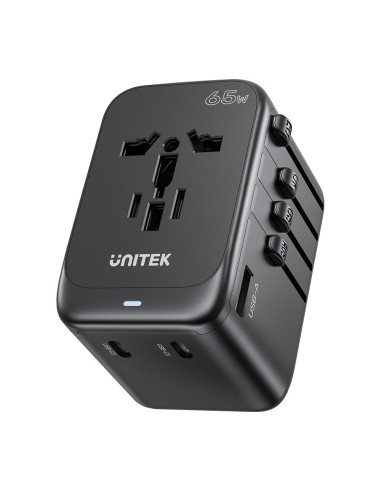 Uniwersalna Ładowarka Podróżna - Unitek 65W Universal Travel Adapter (P1122Abk01) | 1Xusb-A 3Xusb-C 1Xac