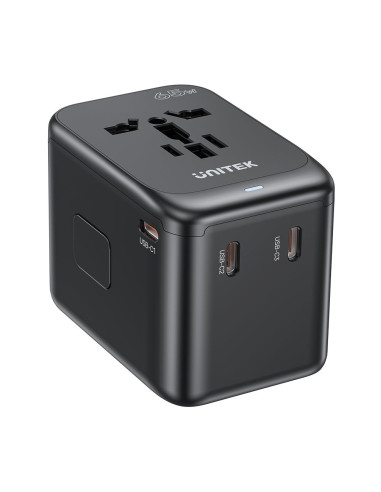 Uniwersalna Ładowarka Podróżna - Unitek 65W Universal Travel Adapter (P1122Abk01) | 1Xusb-A 3Xusb-C 1Xac