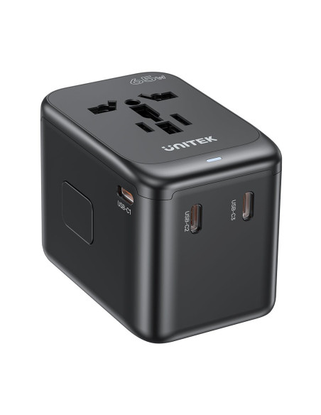 Uniwersalna Ładowarka Podróżna - Unitek 65W Universal Travel Adapter (P1122Abk01) | 1Xusb-A 3Xusb-C 1Xac