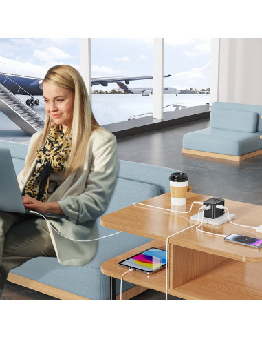 Uniwersalna Ładowarka Podróżna - Unitek 65W Universal Travel Adapter (P1122Abk01) | 1Xusb-A 3Xusb-C 1Xac