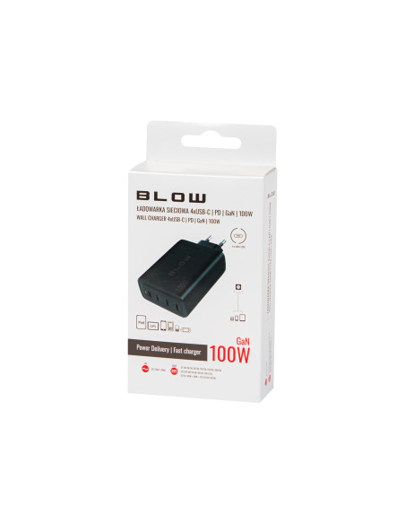 Blow Ładowarka Sieciowa Gniazdo Usb-Cx4 Pd 100W Gan Czarna
