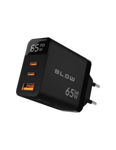 Blow Ładowarka Sieciowa Lcd Gniazdo Usb + Usb-Cx2 Pd 65W Gan Czarna Watomierz
