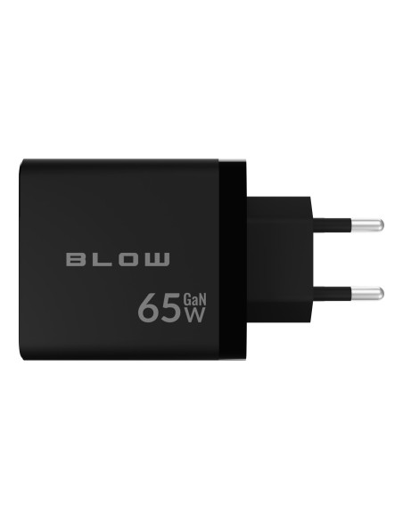 Blow Ładowarka Sieciowa Lcd Gniazdo Usb + Usb-Cx2 Pd 65W Gan Czarna Watomierz