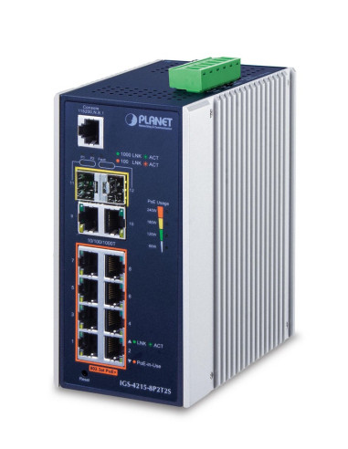 Planet Igs-4215-8P2T2S Łącza Sieciowe Zarządzany L2/L4 Gigabit Ethernet (10/100/1000) Obsługa Poe Niebieski, Srebrny